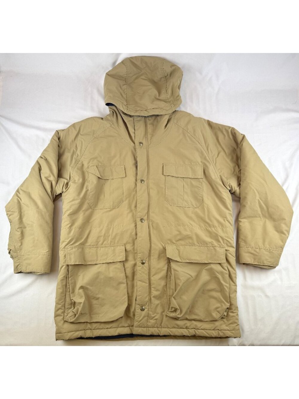 Vintage LL Bean Baxter State Parka Jacket Mens Large USA Hooded Coat Beige VTG